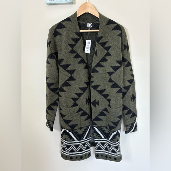 Frye Sweaters - Frye Cozy Open Hang Cardigan Green Size Medium New with Tags Aztec